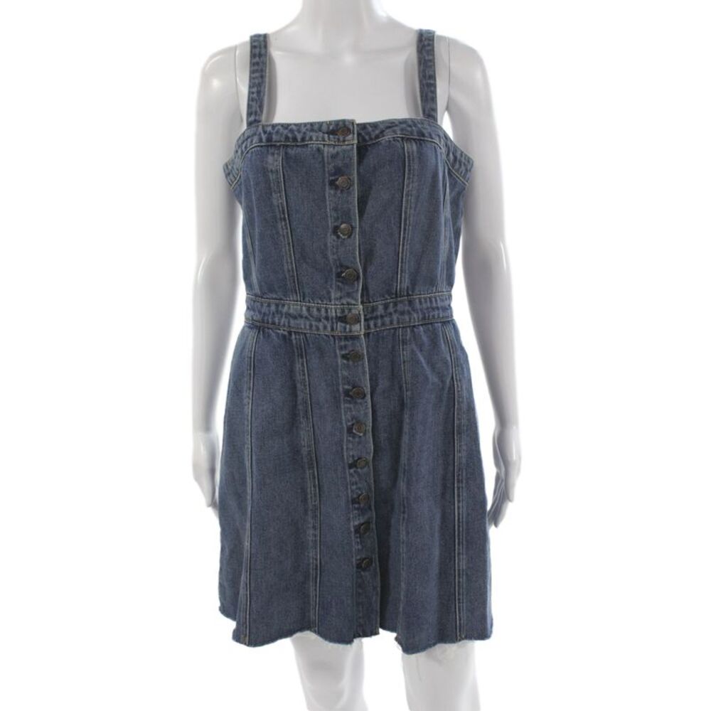 Wilfred Free Women Overall Dress Blue Square Neck Cotton Sleeveless Size S